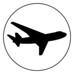 black and white graphic of an airplane